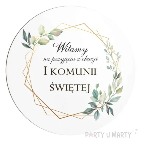 drewniana tablica powitalna komunia swieta mietowa geometria dekoracja sali powitanie gosci 3