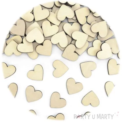 drewniane konfetti serca 50szt partydeco