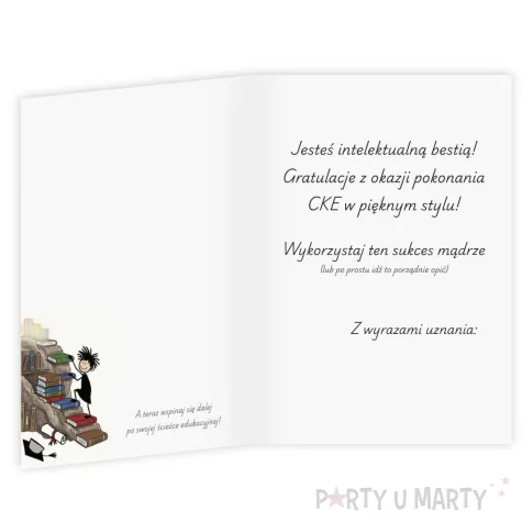 duza personalizowana kartka gratulacje z okazji zadnia matury ludzik maturzysta