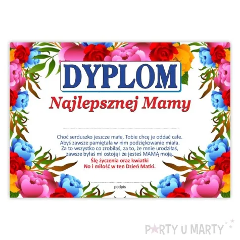 dyplom foto dla najlepszej mamy a5