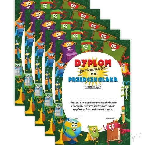 dyplom pasowania na przedszkolaka wesoly piornik a5 5 szt
