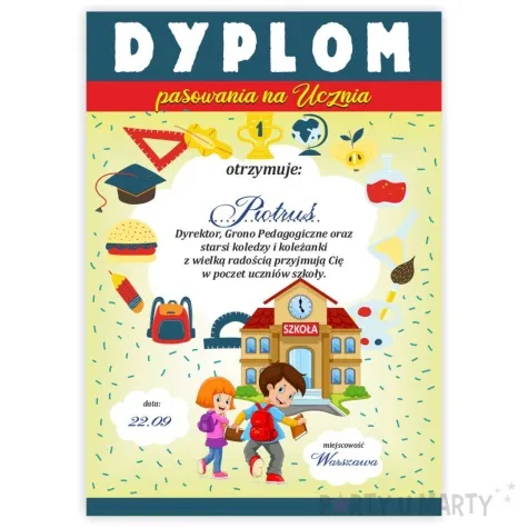 dyplom pasowania na ucznia szkola a5