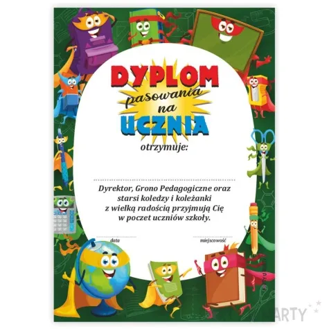 dyplom pasowania na ucznia wesoly piornik a5