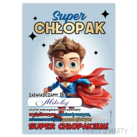 dyplom super chlopak bohater a5