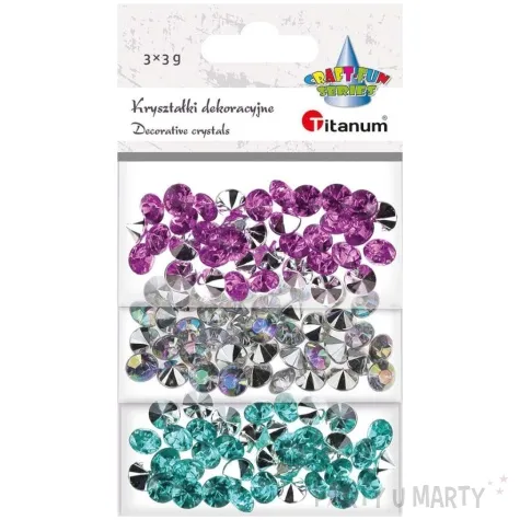dzety krysztalki cyrkonie fioletowy niebieski srebrny titanum 9 g
