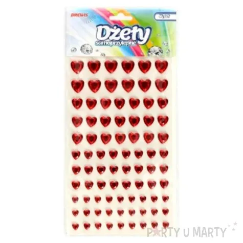 dzety samoprzylepne krysztalki 3d serduszka czerwone brewis