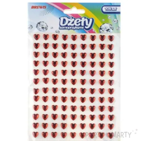 dzety samoprzylepne krysztalki 3d serduszka czerwone brewis