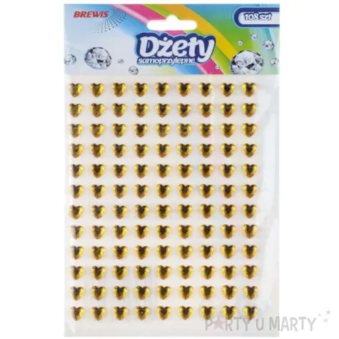 dzety samoprzylepne krysztalki 3d serduszka zlote brewis