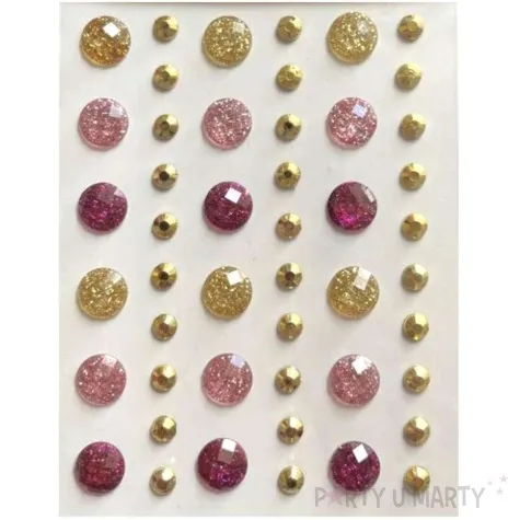 dzety samoprzylepne krysztalki brokatowe rozowo zloty brewis 5 10 mm 48 szt