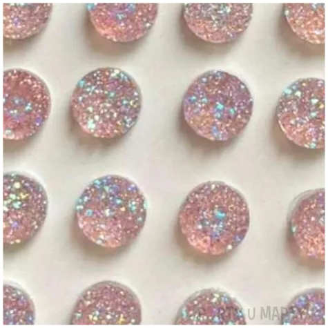 dzety samoprzylepne krysztalki brokatowe rozowy zloty brewis 8 mm 36 szt