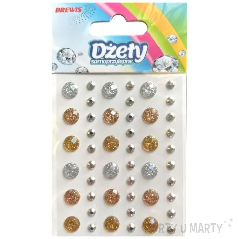 dzety samoprzylepne krysztalki brokatowe srebrno zloty brewis 5 10 mm 48 szt
