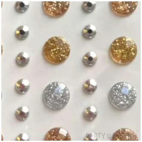 dzety samoprzylepne krysztalki brokatowe srebrno zloty brewis 5 10 mm 48 szt