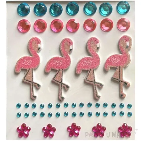 dzety samoprzylepne krysztalki flamingi brokatowe mix brewis 4 12 mm 53 szt