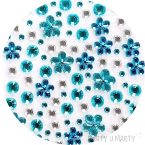 dzety samoprzylepne krysztalki kwiatki i kolka turkusowo srebrne titanum