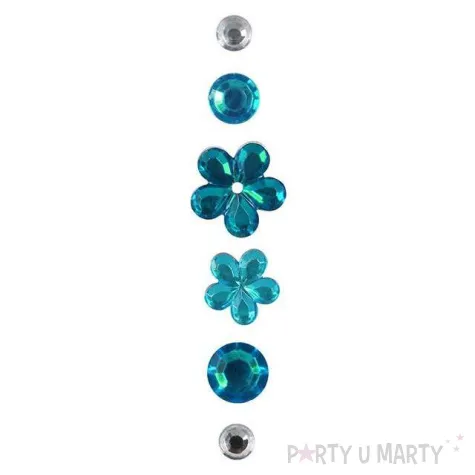 dzety samoprzylepne krysztalki kwiatki i kolka turkusowo srebrne titanum
