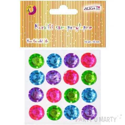dzety samoprzylepne krysztalki mix 16mm aliga