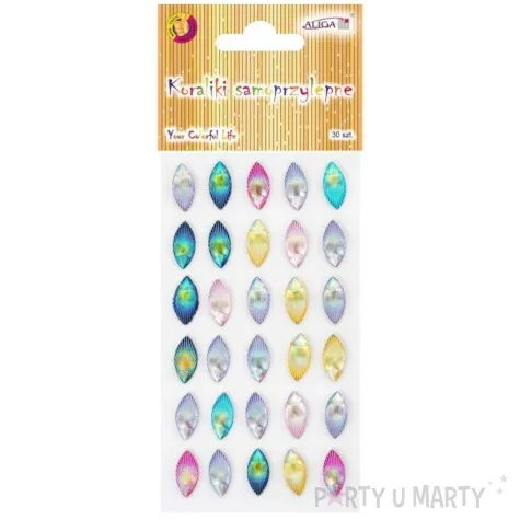 dzety samoprzylepne krysztalki muszelki mix aliga 30 szt