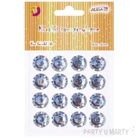 dzety samoprzylepne krysztalki srebrne 16mm aliga