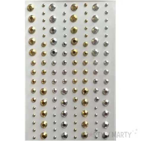 dzety samoprzylepne krysztalki srebrno zloty brewis 4 8 mm 120 szt