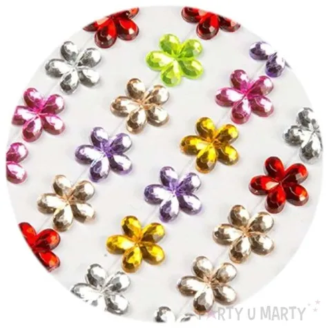 dzety samoprzylepne kwiatki krysztalki mix 12 mm 66 szt