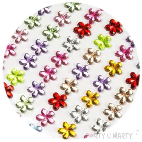 dzety samoprzylepne kwiatki krysztalki mix 8 mm 130 szt