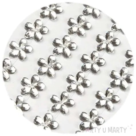 dzety samoprzylepne kwiatki krysztalki srebrne 12 mm 66 szt