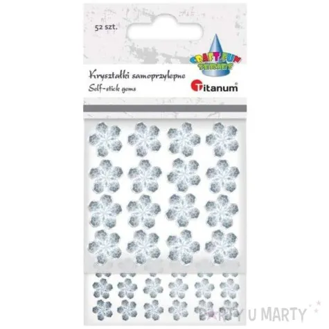 dzety samoprzylepne kwiatki krysztalki srebrne 52 szt titanum