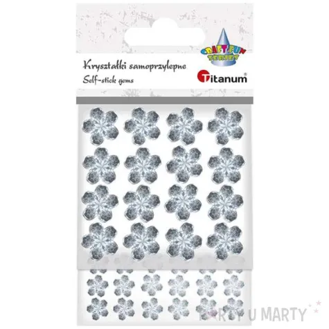 dzety samoprzylepne kwiatki krysztalki srebrne 6 11 mm 52 szt titanum