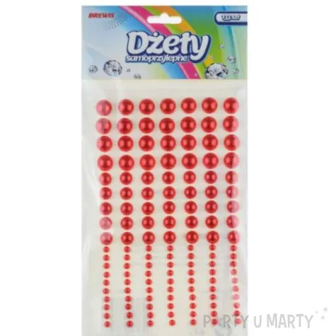 dzety samoprzylepne perelki 3d okragle czerwone brewis