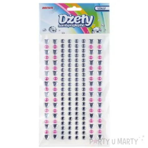 dzety samoprzylepne perelki 3d okragle srebrny roz brewis