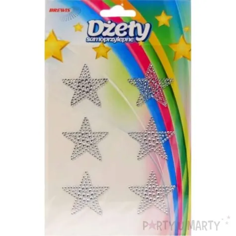 dzety samoprzylepne perelki gwiazdki srebrne brewis 6 szt