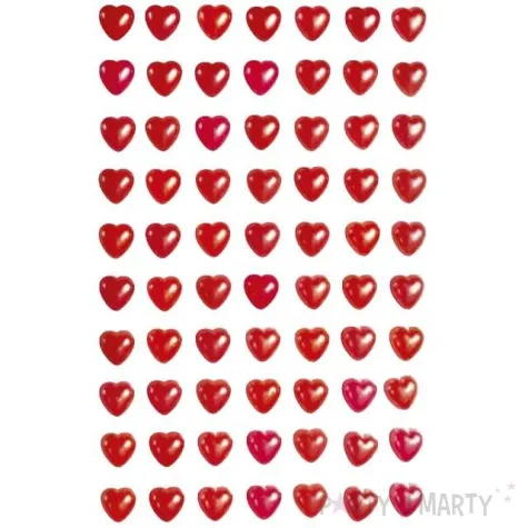 dzety samoprzylepne serca czerwone titanum 77 szt