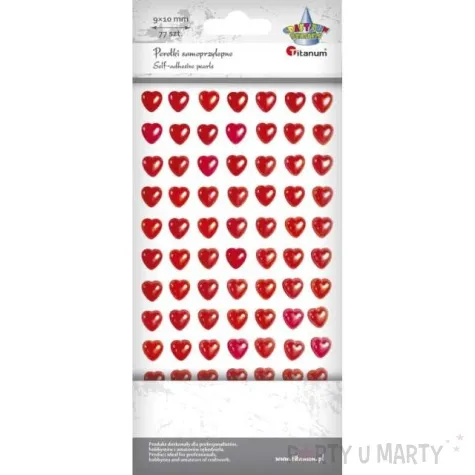 dzety samoprzylepne serca czerwone titanum 77 szt