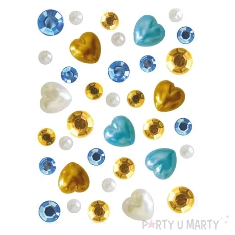 dzety samoprzylepne serca i perelki zloto niebieski titanum 32 szt