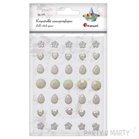 dzety samoprzylepne serca kwiatki i lezki perlowy titanum 35 szt