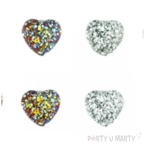 dzety samoprzylepne serca w brokacie zloto srebrne aliga 16 szt