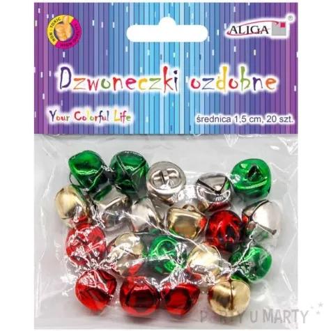 dzwoneczki dekoracyjne classic mix aliga 15 mm 20 szt