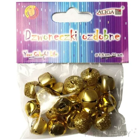 dzwoneczki dekoracyjne classic zlote aliga 15 mm 20 szt