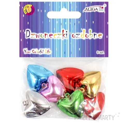 dzwoneczki dekoracyjne serca mix aliga 25 mm 8 szt