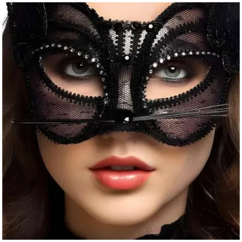 elegancka czarna maska wenecka kocica dodatek do stroju na karnawal