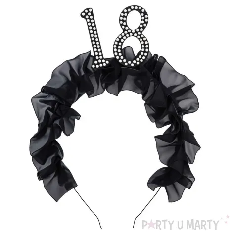 elegancka opaska na glowe na 18 urodziny dodatek do stroju czarne falbanki perly