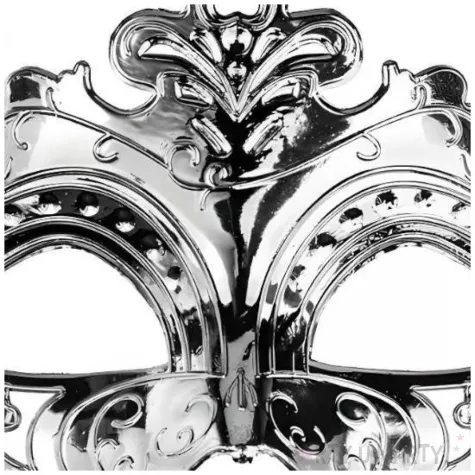 elegancka srebrna maska wenecka z cekinami dodatek do stroju na karnawal 17 x 9 cm