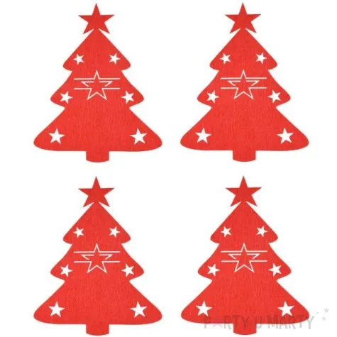 etui na sztucce choinka czerwona filcowe arpex 4 szt