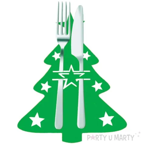 etui na sztucce choinka zielona filcowe arpex 4 szt