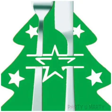 etui na sztucce choinka zielona filcowe arpex 4 szt