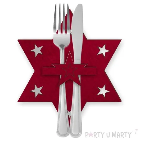 etui na sztucce gwiazda bordowy 2 szt