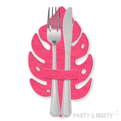 etui na sztucce lisc monstery rozowy 2 szt