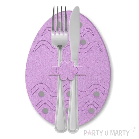 etui na sztucce wielkanocne pisanki i fale fioletowy jasny 2 szt