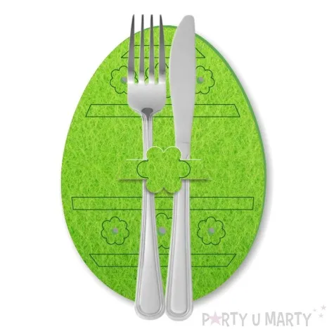 etui na sztucce wielkanocne pisanki z kwiatkami zielony 2 szt