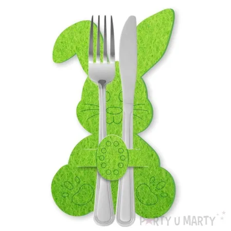 etui na sztucce wielkanocny kroliczek zielony 2 szt